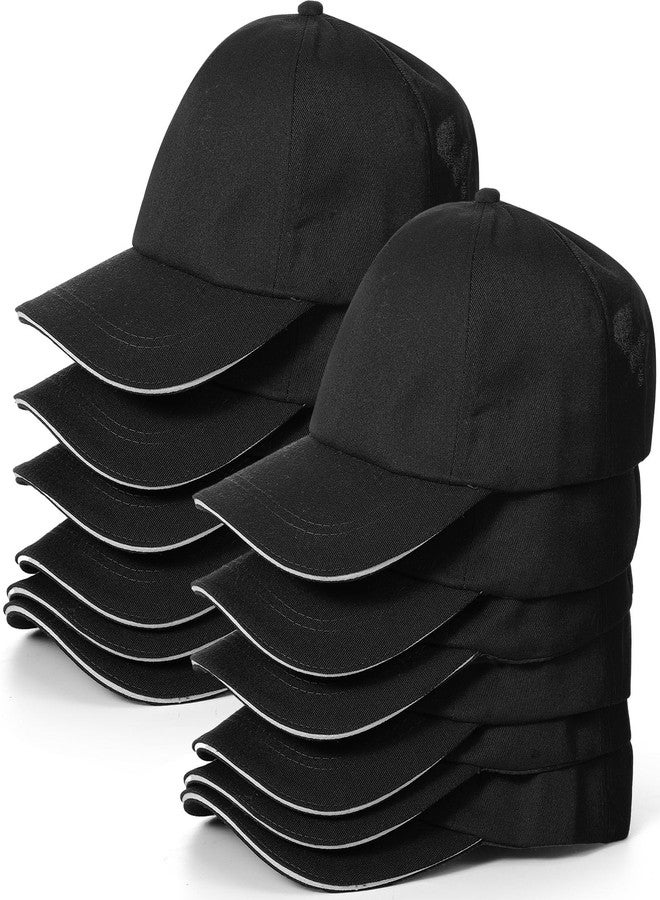 Shyyween Kids Baseball Caps Youth Adjustable Plain Baseball Hats Cotton Blank Hats Bulk for Girls Boys Sport Team(Black,12) - Image 1