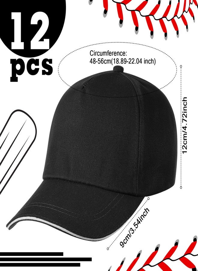 Shyyween Kids Baseball Caps Youth Adjustable Plain Baseball Hats Cotton Blank Hats Bulk for Girls Boys Sport Team(Black,12) - Image 2