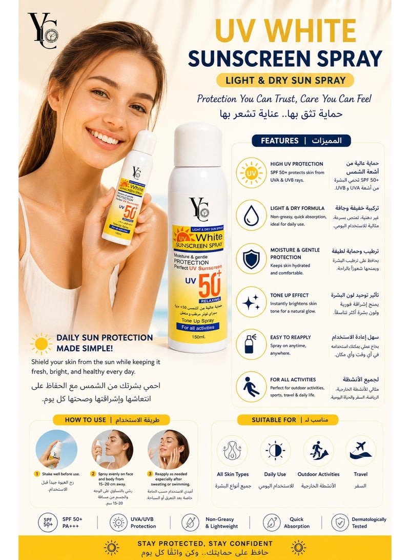 YC Sunscreen Spray Moisture And Gentle Protection UV+50 - 150 ml - Image 2