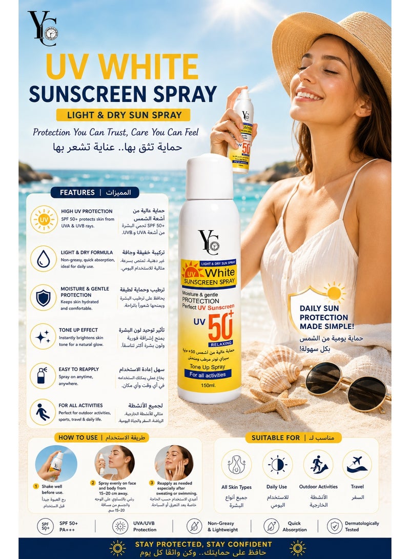 YC Sunscreen Spray Moisture And Gentle Protection UV+50 - 150 ml - Image 4