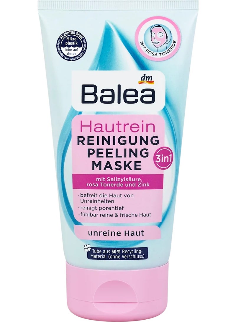 Hautrein 3u1: piling, krema i maska za lice sa roze glinom, 150 ml
