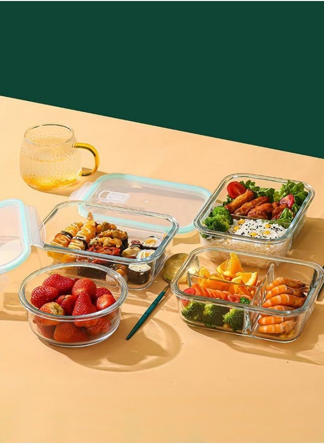 Browning - 3 Piece Large Capacity Microwave Heating High Borosilicate Food Grade Glass Lunch Boxes Glass Bowls Sealed Crisper Box ,Lunch Boxes Office,Lunch Boxes School,1040ml, 1040ml, 640ml with Insulation Bag - Image 1
