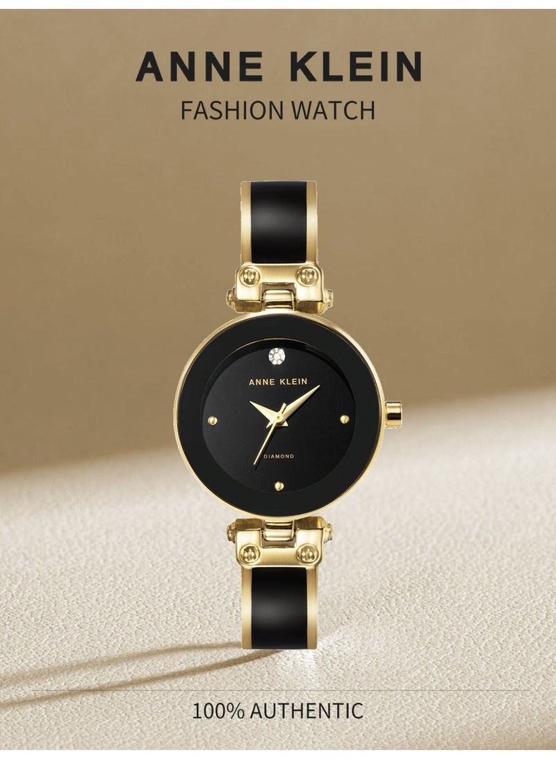 آن كلاين ساعة أسورة نسائية بشاشة مرصعة بألماس حقيقي - Image 1