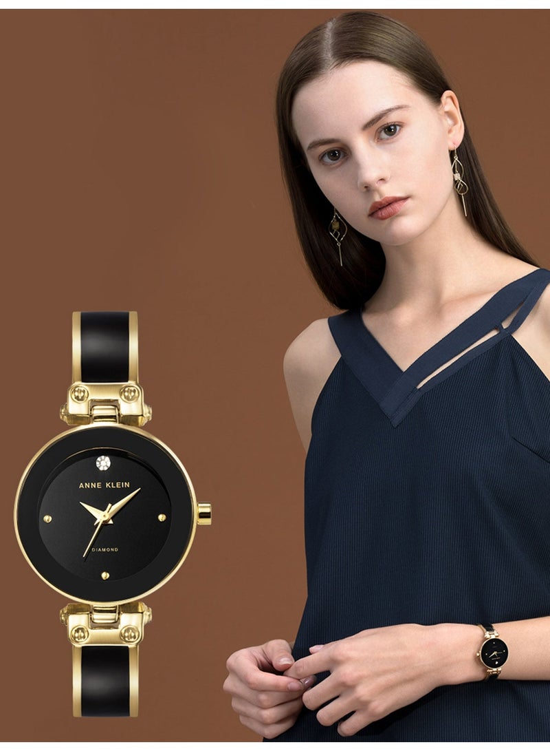 آن كلاين ساعة أسورة نسائية بشاشة مرصعة بألماس حقيقي - Image 4