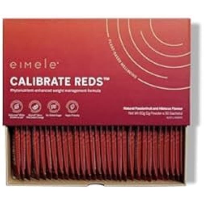 eimele Calibrate Reds | Natural Weight Control Formula for Women & Men | Reduce Cravings | Healthy Weight Support | Vegan | 30 Sachets (2g Powder ea) - Image 1