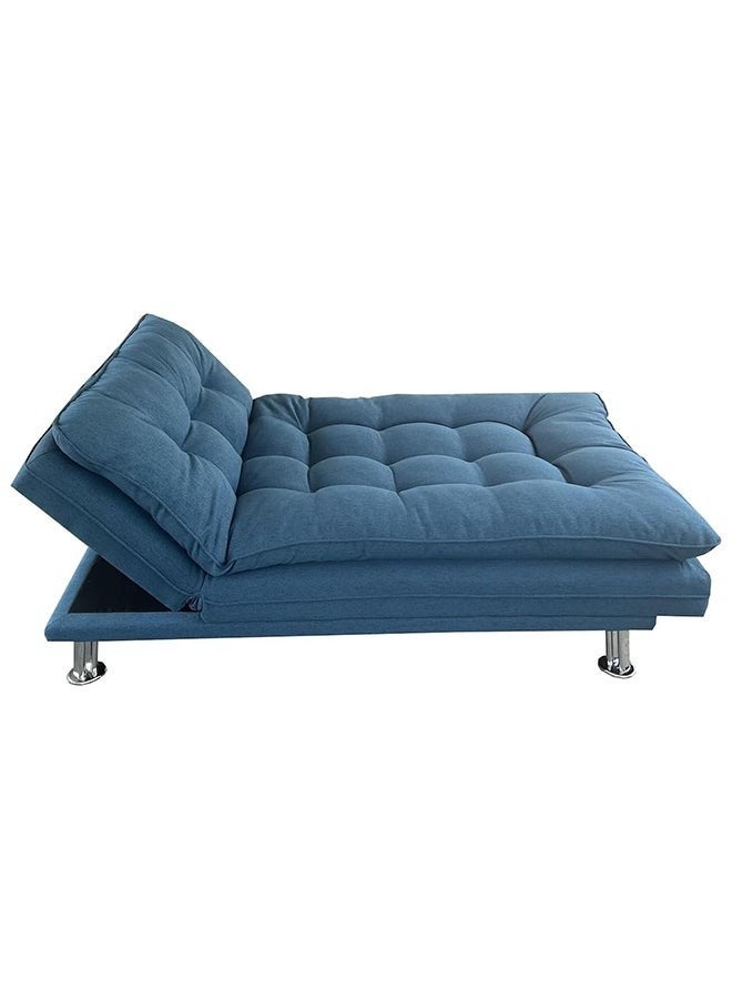 Al Zakharef Furniture Sofa Cum Bed 3 Seater Fabric Sleeper Sofa, Modern Convertible Sofa Bed for Living Room & Guests, Blue, W110 x L180 x H75 cm - Image 2