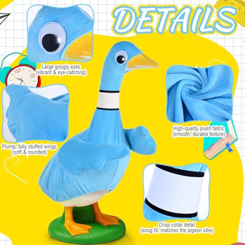 JcHrmers Back to School Porch Goose Outifts Blue Pigeon Goose Clothes for 23 Inch Cement Plastic Goose Statue for Graduation World Book Day for Library School Classroom Outdoor Lawn Decor - Image 3