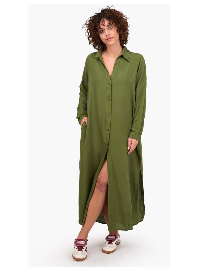 Clue V-Collared Neck Shirt Dress  - Image 1