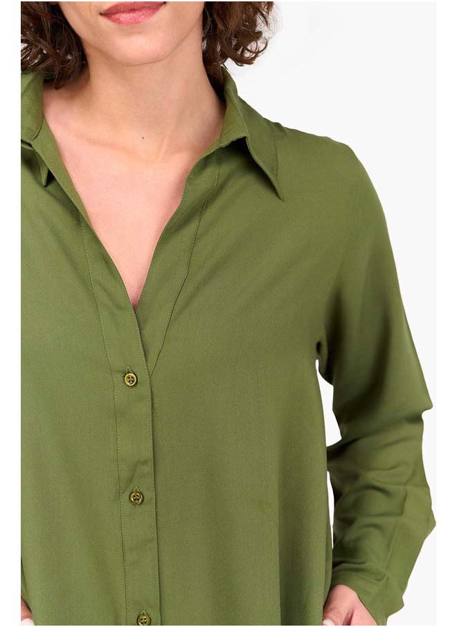 Clue V-Collared Neck Shirt Dress  - Image 4