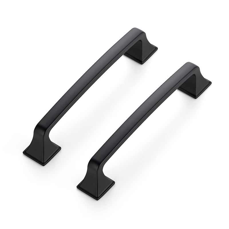 Ravinte 5 Pack Solid 5 Square Foot Arch Pulls Kitchen Cabinet Handles Matte Black Pulls Black Dresser Kitchen Cupboard Hardware Handles for Cabinets Cupboard Drawers
