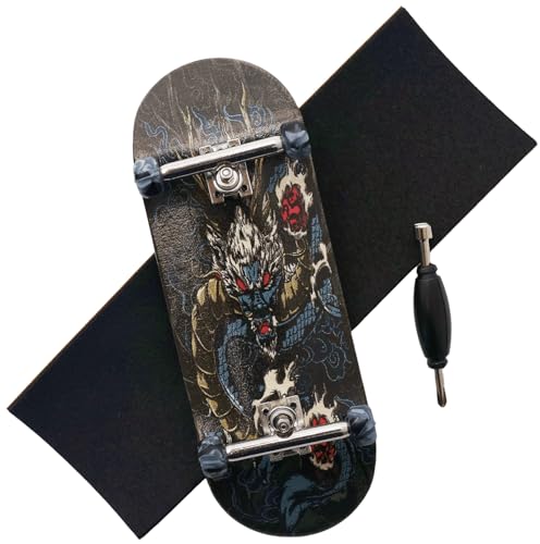 RACOFSB Pro Fingerboard 34mm Wooden Board Professional Finger Skateboard Trucks CNC Swirl Wheels Dragon - Image 1