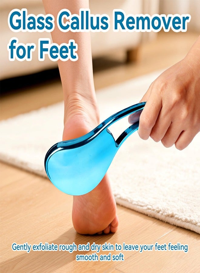 RDUNF Glass Foot File, Crystal Glass Callus Remover Foot Scrubber and Heel Scraper for Men, Women, Dead Skin Removal Pedicure Tool, Blue - Image 2