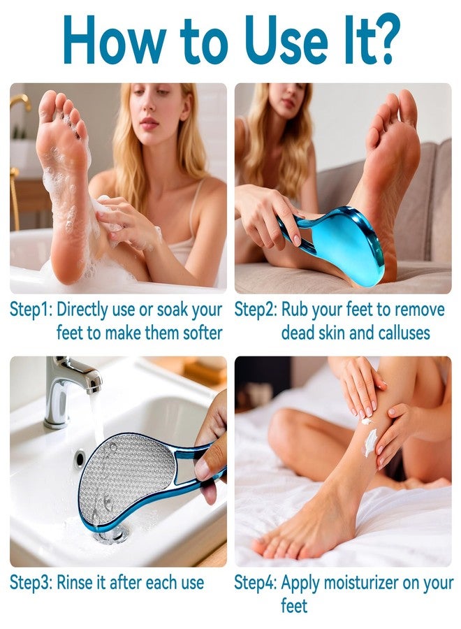 RDUNF Glass Foot File, Crystal Glass Callus Remover Foot Scrubber and Heel Scraper for Men, Women, Dead Skin Removal Pedicure Tool, Blue - Image 5