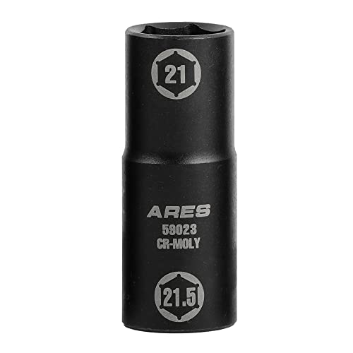 ARES 59023-1/2-inch Drive 21 x 21.5mm Half Size Lug Nut Flip Socket - Impact Grade Chrome-Moly Steel – Remove Warped, Damaged, and Bloated Chrome Capped Lug Nuts - Image 1