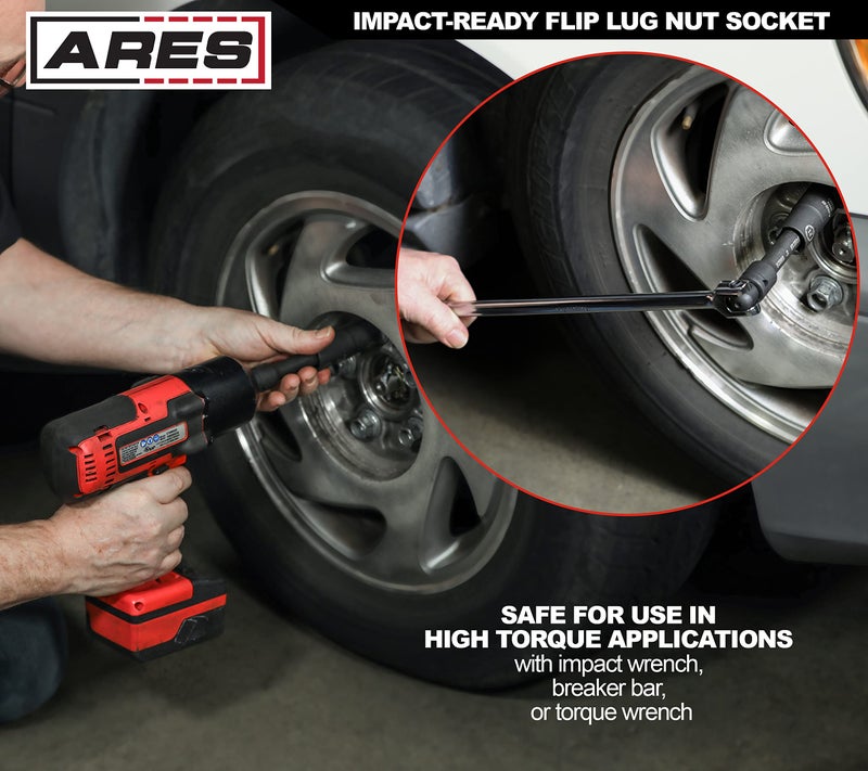 ARES 59023-1/2-inch Drive 21 x 21.5mm Half Size Lug Nut Flip Socket - Impact Grade Chrome-Moly Steel – Remove Warped, Damaged, and Bloated Chrome Capped Lug Nuts - Image 4