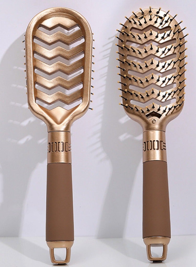 JoyousSto Holllow Out Hair Brush Scalp Massage Comb Ease Hair Brush for Wet Dry Long Thick Curly Hair gold - Image 1