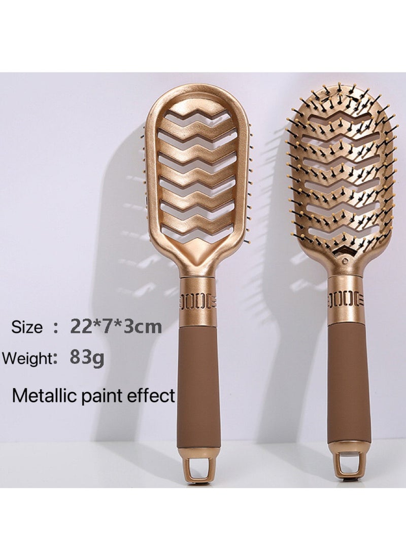 JoyousSto Holllow Out Hair Brush Scalp Massage Comb Ease Hair Brush for Wet Dry Long Thick Curly Hair gold - Image 5