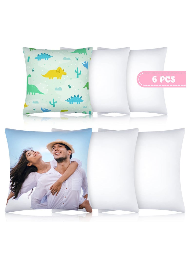 Zikra 6 Pieces Sublimation Blanks Pillow Cases White Cushion Covers with Heat Press DIY Heat Transfer Polyester Peach Skin Cushion Cover with Concealed Zipper - Image 1