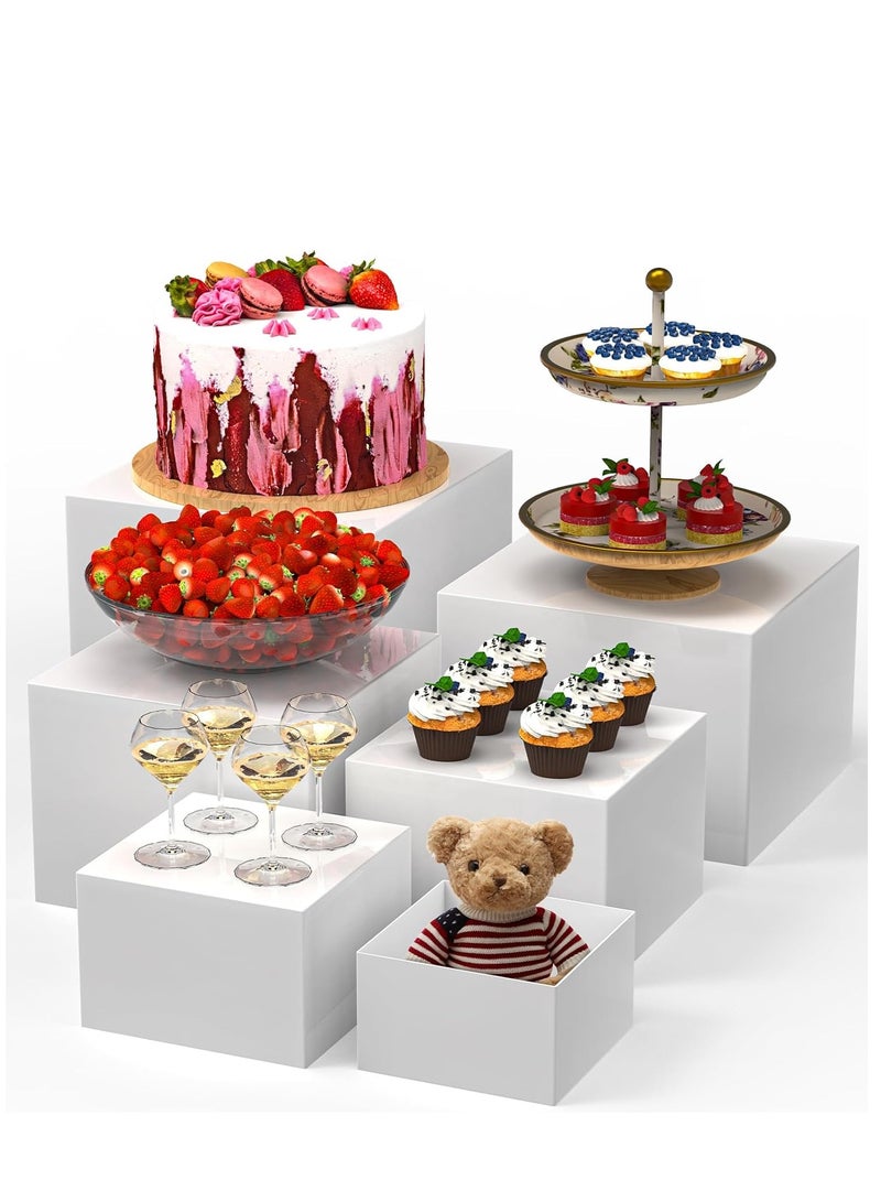 Set of 6 Buffet Risers, Food Display Risers for Party, White Dessert Stands, Cube Display Boxes for Party, Wedding - Image 1