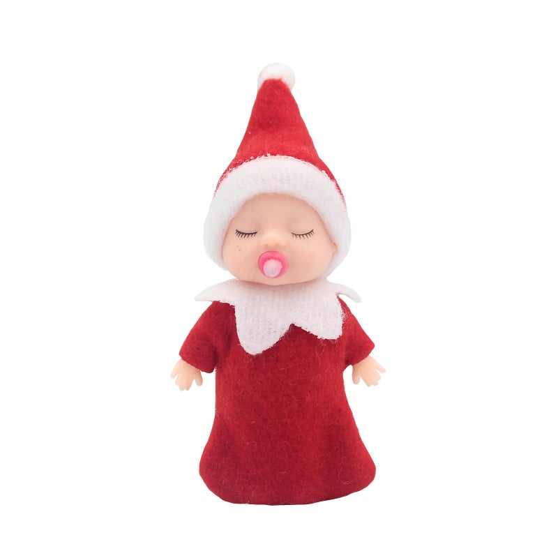 WULEEUPER Sleeping Elf Doll with Pacifier Christmas Miniature Elf Doll Toys New Year Holiday Decoration Party Gift Red - Image 2