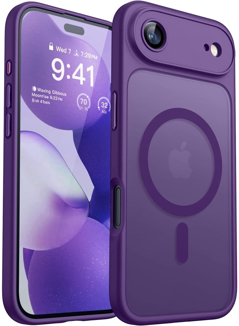 ESCASE Magnetic Cover for iPhone 17 Air 6.5 Inch, MagSafe Compatible, Full Camera Protection, Translucent Matte Slim Protective Shockproof Case, Purple - Image 1