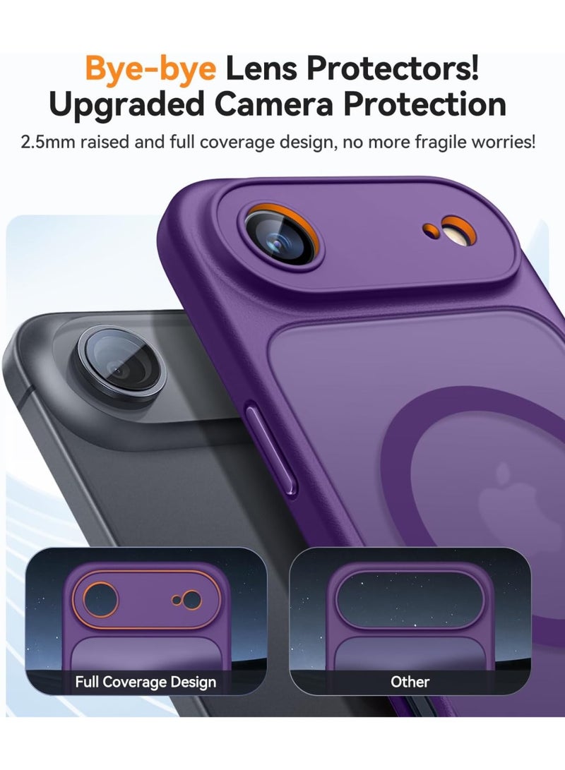 ESCASE Magnetic Cover for iPhone 17 Air 6.5 Inch, MagSafe Compatible, Full Camera Protection, Translucent Matte Slim Protective Shockproof Case, Purple - Image 3