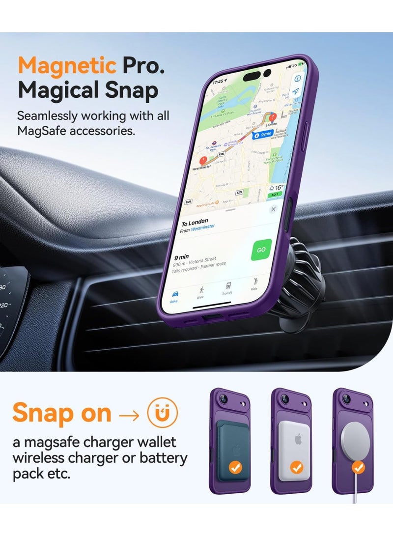 ESCASE Magnetic Cover for iPhone 17 Air 6.5 Inch, MagSafe Compatible, Full Camera Protection, Translucent Matte Slim Protective Shockproof Case, Purple - Image 4