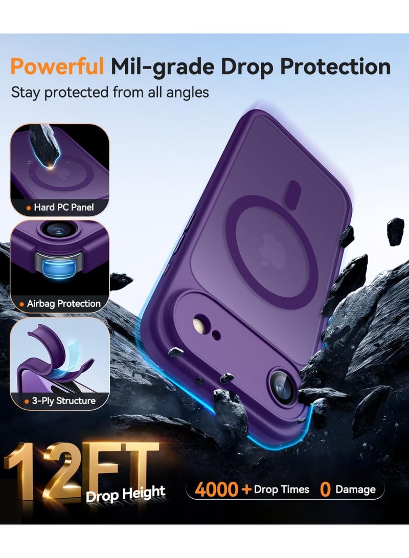 ESCASE Magnetic Cover for iPhone 17 Air 6.5 Inch, MagSafe Compatible, Full Camera Protection, Translucent Matte Slim Protective Shockproof Case, Purple - Image 5