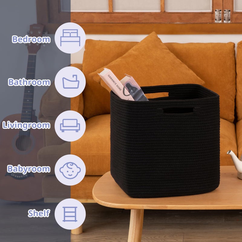 OIAHOMY Storage Cubes, 13 Inch Cube Storage Organizer, Collapsible Storage Bins, Baskets for Organizing, Storage Bins for Shelves-Black, 2-PACK - Image 4