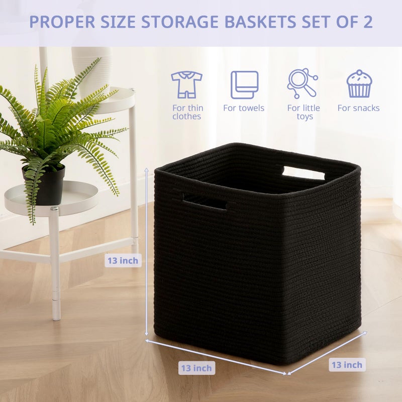 OIAHOMY Storage Cubes, 13 Inch Cube Storage Organizer, Collapsible Storage Bins, Baskets for Organizing, Storage Bins for Shelves-Black, 2-PACK - Image 2
