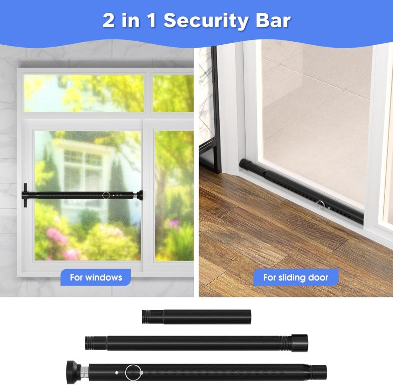 Sliding Door Security Bar 16-51 Inch Adjustable Childproof Window Lock - Patio Door Security Bar for Home Safety - Image 3