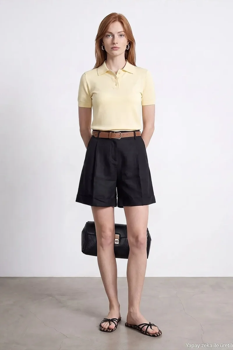 Dilvin Black DILVIN Linen Shorts for Women | Best Price UAE
