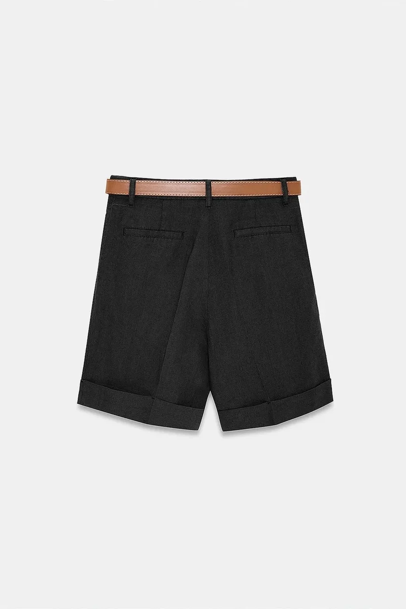 Dilvin Black DILVIN Linen Shorts for Women | Best Price UAE