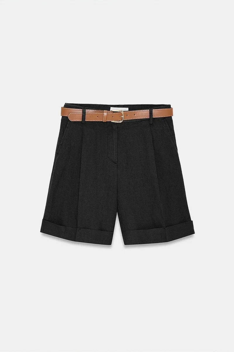 Dilvin Black DILVIN Linen Shorts for Women | Best Price UAE