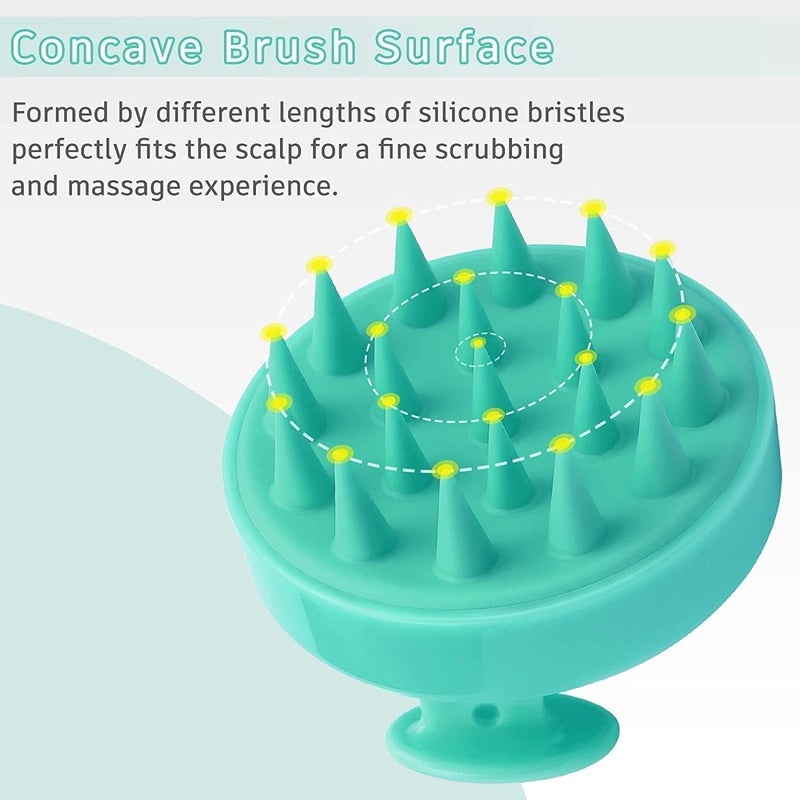 KBS Hair Scalp Massager Shampoo Brush with Soft Silicone Bristles for Anti Dandruff Removal Head Massager Prevents Hair loss for Men, Women (GREEN)… - Image 3