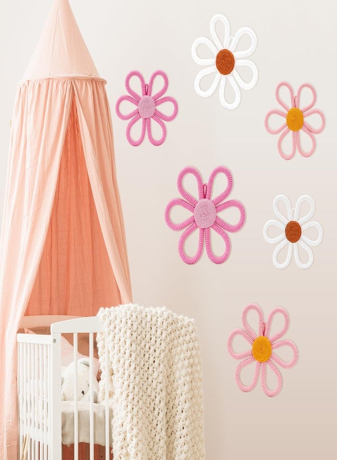 UwinVwin 6 Pcs Boho Daisy Wall Hanging, Woven Macrame Flower Decor, Bohemian Wall Art for Living Room, Bedroom, Home - Image 4