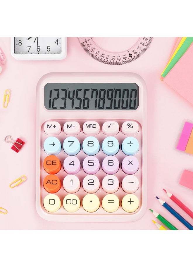Mechanical Switch Calculator with Big Buttons, Calculators Desktop, 12 Digits, Large LCD Display, Desk Calculator, Cute Pink Calculators for Teachers Students Basic Office, Pink - Image 4