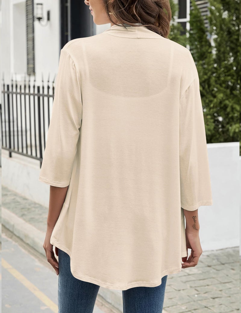 Yekaty Women's Beige Cardigans Open Front Lightweight Summer Lightweight Cardigans - Image 4