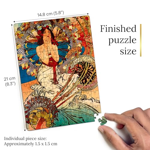 91Knots | Monaco Monte Carlo by Alphonse Mucha 140pcs Wooden Art Puzzle for Adults & Kids 5+ | Classic Art Nouveau Painting Jigsaw | Pocket Brain Teaser | Ideal for Gift - Image 5