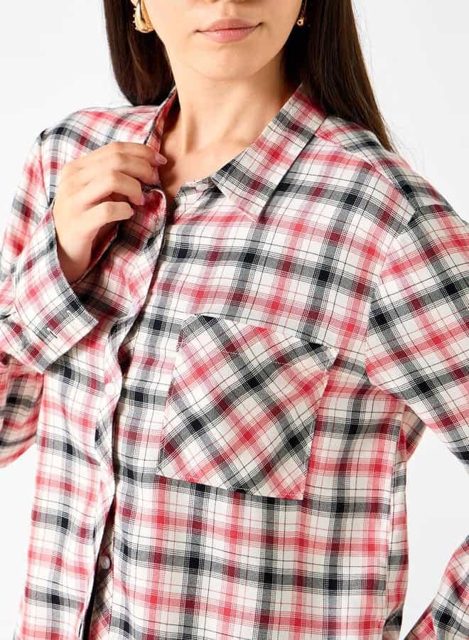 Lee Cooper Relaxed Fit Checked Shirt with Chest Pocket - Image 4