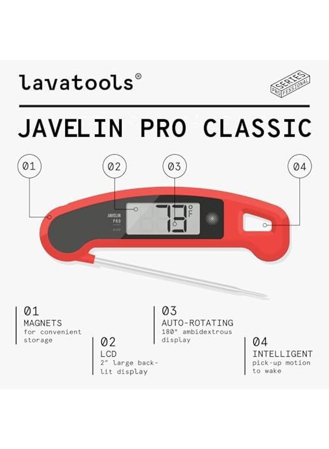 Lavatools Javelin® PRO Duo Ultra-Fast 2-Second Professional Digital Instant Read Meat Thermometer for Grill and Cooking, Auto-Rotating Backlit Display, IP65 Water Resistant – Ink - Image 3