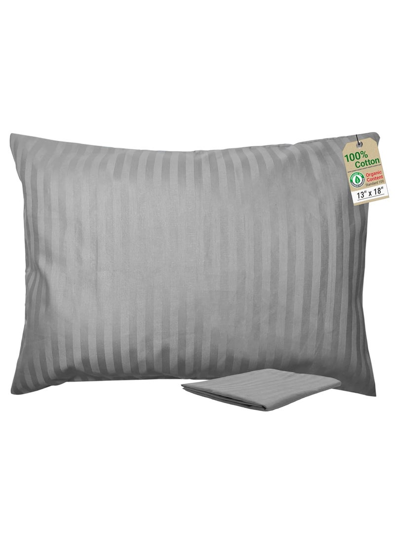 ZPECC Toddler Pillow with Pillowcase - 13x18 Organic Cotton Hypoallergenic Kids Pillow, Baby Essentials for Travel Crib Daycare Stroller (Intended for Age 2 and up) Grey Stripe - Image 1