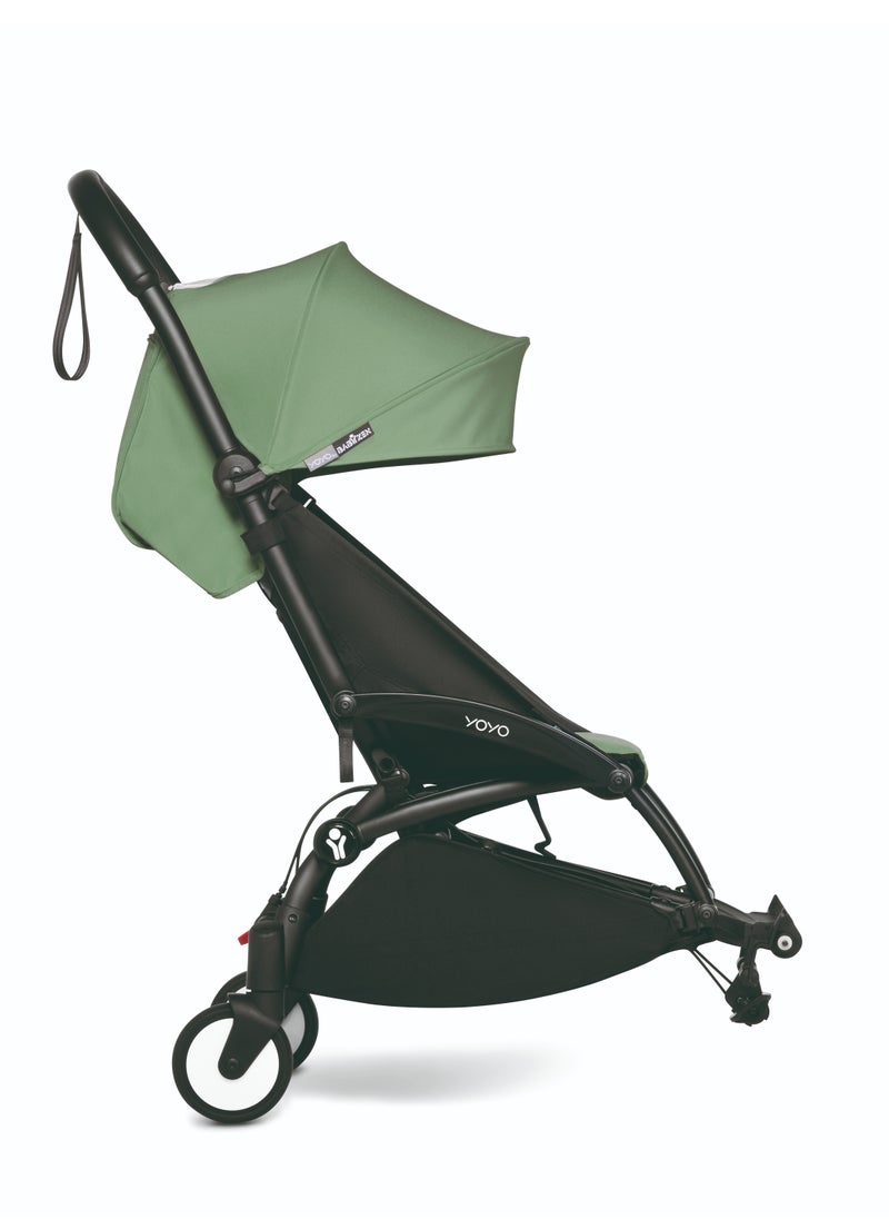 Babyzen YOYO2 Stroller With Connnector for Twin/2nd Baby- Black Frame with  Peppermint Seat Cushion & Canopy (6M+ Combo Pack)