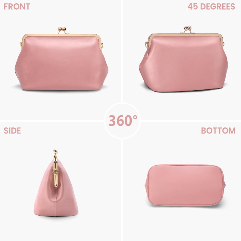 CATSEA Women's Kiss Lock Crossbody Bag PU Medium Handbags Kiss Clasp Crossbody Shoulder Bags Tote Purse Messenger Handbag - Image 3