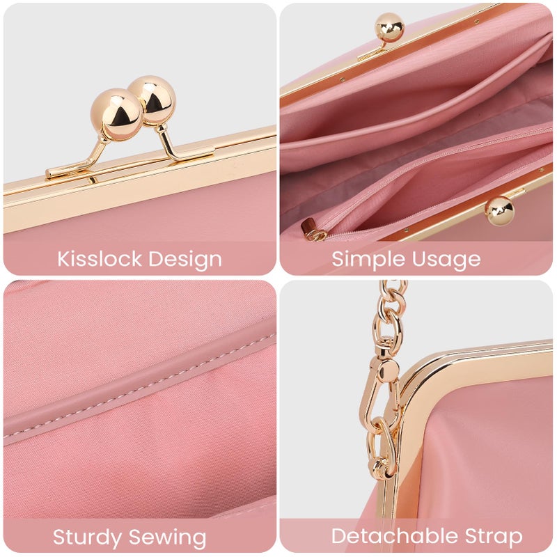 CATSEA Women's Kiss Lock Crossbody Bag PU Medium Handbags Kiss Clasp Crossbody Shoulder Bags Tote Purse Messenger Handbag - Image 4