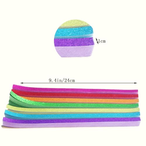 Hvogvok Origami Stars Glitter Origami Stars Colorful Origami Strips DIY Handmade Craft Paper 520 Sheets 7 Colors Glitter Origami Stars - Image 3