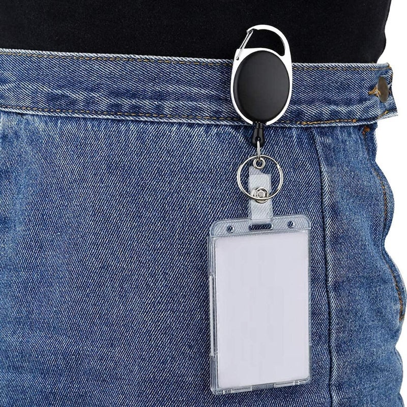 Elvyagod Card Protector, Vertical 2 Card Badge Holder Transparent Plastic ID Credit Card Protector with Thumb Slot, Rigid PC Transparent Material,10 Pack - Image 5