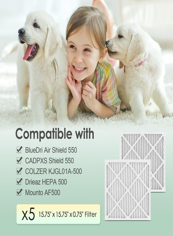 HSIAMEN MERV-10 Filter 15.75x15.75 Compatible with BlueDri Air Shield 550 & VEVOR Air Scrubber HEPA 500 & COLZER KJGL01A-500, 16x16x1, 5-Pack - Image 2