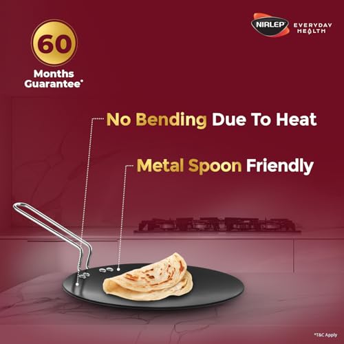Nirlep Ebony Concave Roti Tawa 22 cm I Durable Hard Anodised Tawa I 5Y Guarantee I Black - Image 4