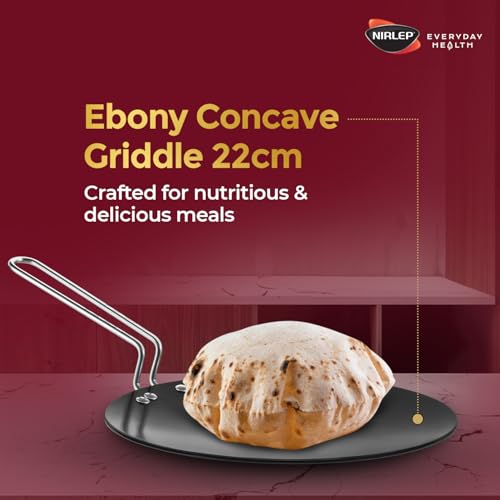 Nirlep Ebony Concave Roti Tawa 22 cm I Durable Hard Anodised Tawa I 5Y Guarantee I Black - Image 2